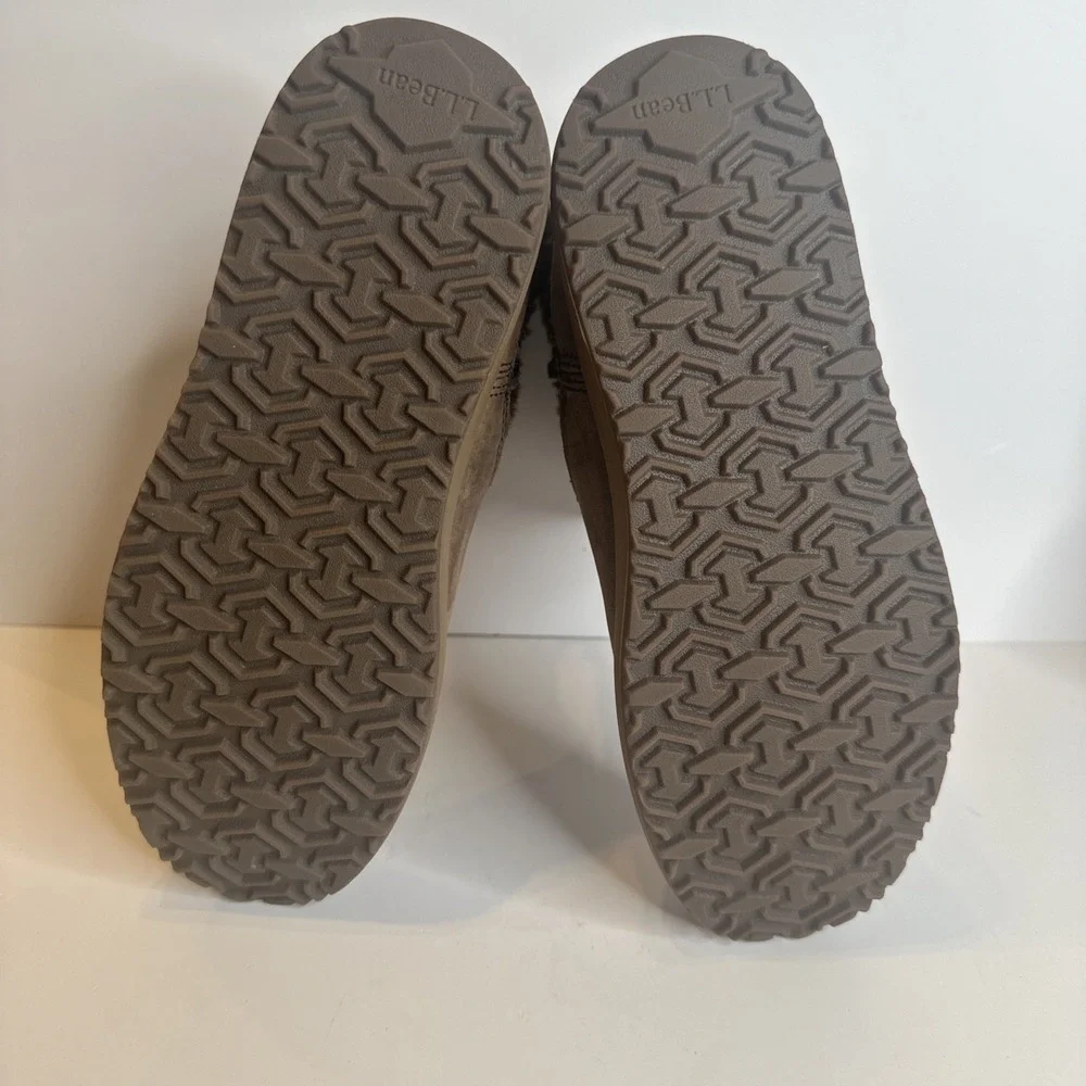LL Bean 7 M Women's Mountainside Boots‎ Mid Fleece-Lined Brown Side Zip